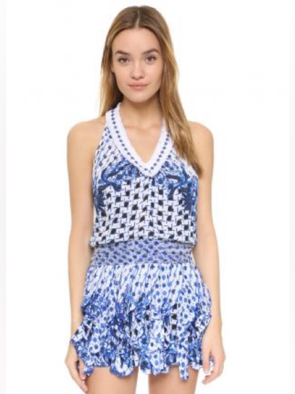 Poupette St. Barth Belinda Printed Dress Blue Size 0